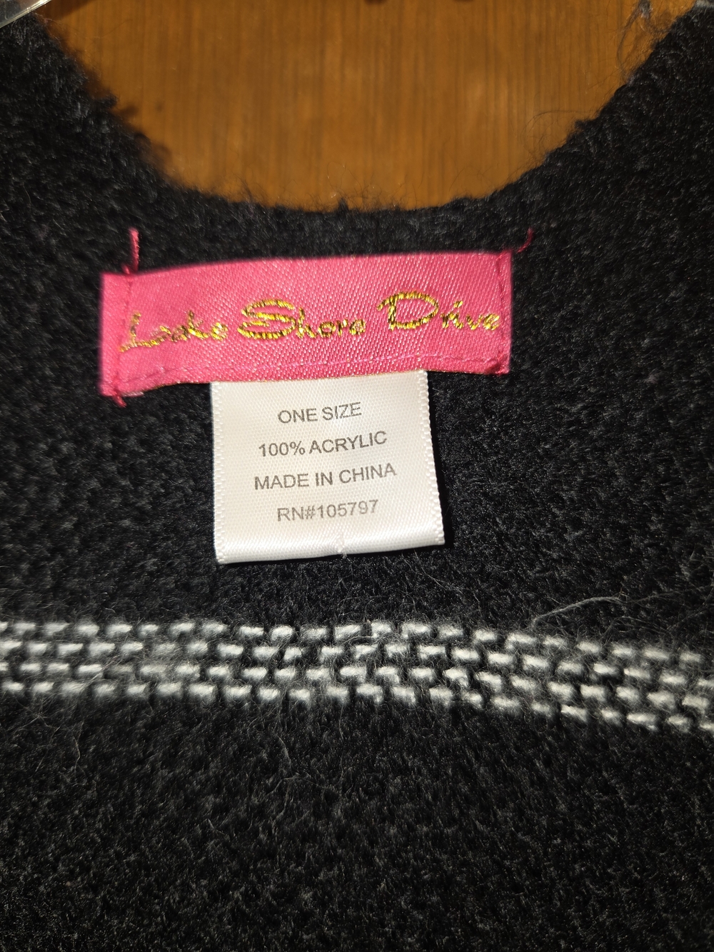 Black Windowpane Fringe Poncho Wrap - Unbranded - Picture 3 of 3